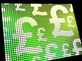 Image showing Pound Symbols On Screen Showing Money And Investment