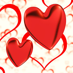 Image showing Red, Hearts On A Heart Background Showing Love Romance And Roman