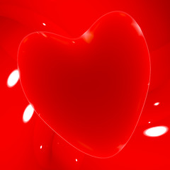 Image showing Red Heart On A Glowing Background Showing Love Romance And Valen