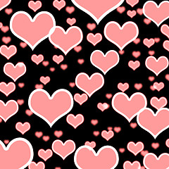 Image showing Pink Hearts Bokeh Background On Black Showing Love Romance And V
