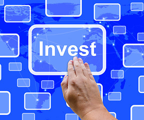 Image showing Invest Word Button Representing Saving Stocks And Interest