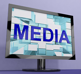 Image showing Media Word On Monitor Showing Internet OrTelevision Broadcasting