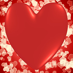 Image showing Heart With Red Hearts Bokeh Background Showing Valentines And Lo