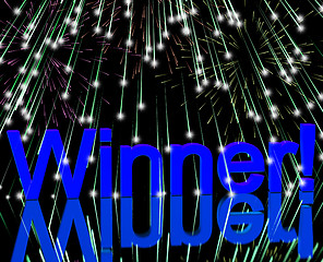 Image showing Winner Word With Fireworks Showing Success And Victory