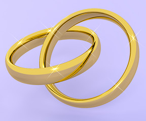 Image showing Gold Rings Representing Love Valentine And Romance