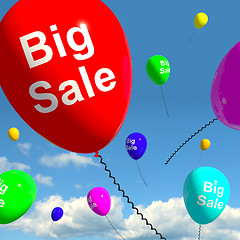 Image showing Big Sale Balloons In Sky Showing Promotions Discounts And Reduct
