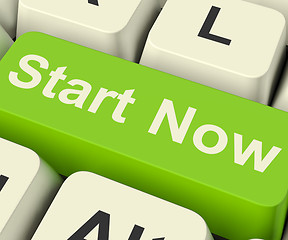 Image showing Start Now Key Meaning To Commence Immediately On Internet