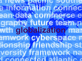 Image showing Globalization Word On Map Showing International Business