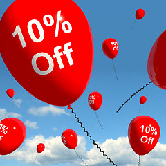 Image showing Balloon With 10% Off Showing Sale Discount Of Ten Percent