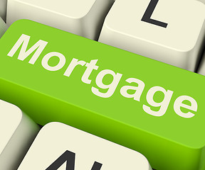 Image showing Mortgage Computer Key Showing Online Credit Or Borrowing