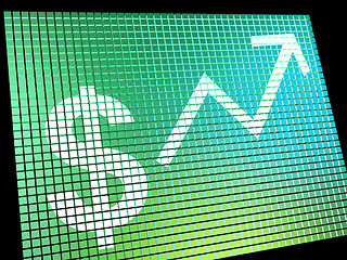 Image showing Dollar Sign And Up Arrow Monitor As Symbol For Earnings Or Profi