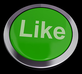 Image showing Like Button In Green Showing Approval And Being A Fan