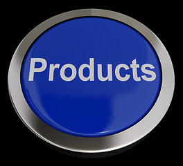 Image showing Products Button In Blue Showing Internet Shopping Goods