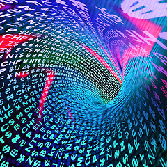 Image showing Currency Symbols Glowing Showing Exchange Rates And Finance