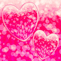 Image showing Pink Hearts Design On A Bokeh Background Showing Romance And Rom