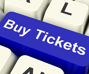 Image showing Buy Tickets Computer Key Showing Concert Or Festival Admission P