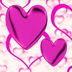 Image showing Mauve Hearts On A Heart Background Showing Love Romance And Roma