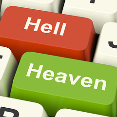 Image showing Heaven Hell Computer Keys Showing Choice Between Good And Evil O