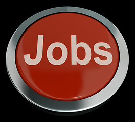 Image showing Jobs Computer Button In Red Showing Work And Careers