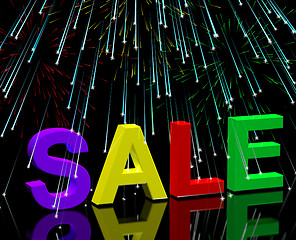 Image showing Sale Word And Fireworks Showing Promotion Discount And Reduction