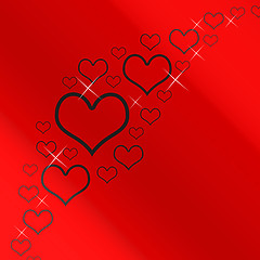 Image showing Red And Silver Hearts Background With Copyspace Showing Love Rom