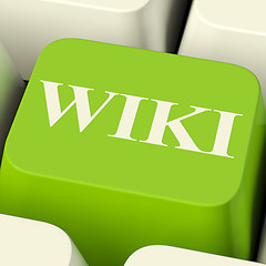 Image showing Wiki Computer Key For Online Information Or Encyclopedia