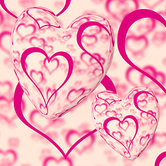 Image showing Pink Hearts Design On A Heart Background Showing Love Romance An