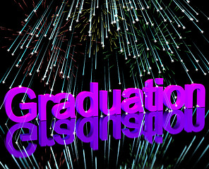 Image showing Graduation Word With Fireworks Showing School Or University Grad