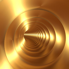 Image showing Gold Vortex Abstract Background With Twirling Twisting Spiral
