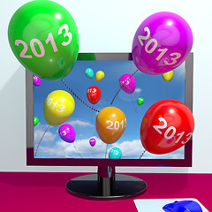 Image showing 2013 Balloons From Computer Representing Year Two Thousand And T