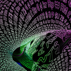 Image showing Abstract Currency Symbols Glowing Showing Exchange Rates And Fin