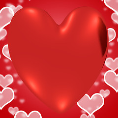 Image showing Heart With Red Hearts Background Showing Loving And Romance