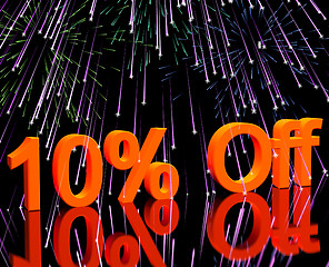 Image showing 10% Off With Fireworks Showing Sale Discount Of Ten Percent