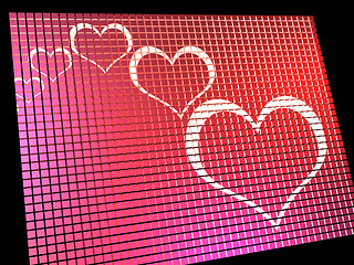 Image showing Hearts On Computer Display Showing Love And Online Dating