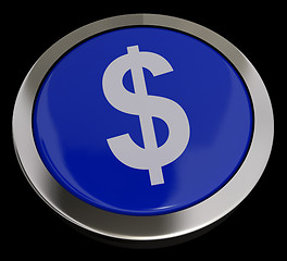 Image showing Dollar Symbol Button In Blue Showing Money Or Investment