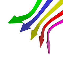 Image showing Multicolored Arrows Pointing Down With Blank Copyspace Backgroun