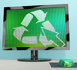 Image showing Recycle Icon Computer Screen Showing Recycling And Eco Friendly