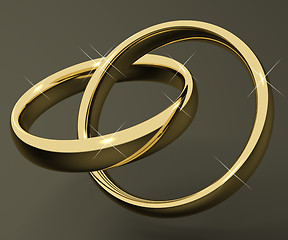 Image showing Gold Rings Representing Love Valentines And Romance