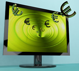 Image showing Euro Symbols From Computer Screen Showing Money Investments And