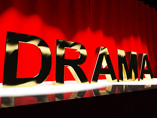 Image showing Drama Word On Stage Representing Broadway The West End And Actin