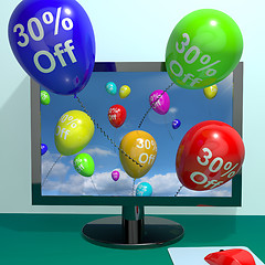 Image showing 30% Off Balloons From Computer Showing Sale Discount Of Thirty P