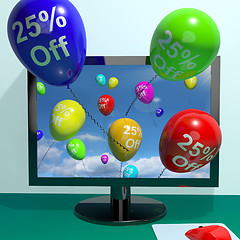 Image showing 25% Off Balloons From Computer Showing Sale Discount Of Twenty F