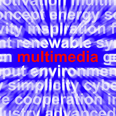 Image showing Multimedia Word Shows Digital Technology For Movies Or Broadcast