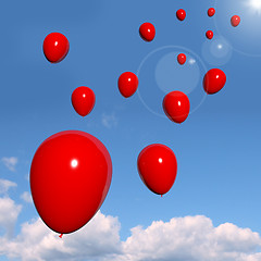 Image showing Festive Red Balloons In The Sky For Celebration