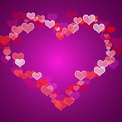 Image showing Red And Mauve Hearts Background With Copy Space Showing Love Rom