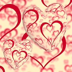 Image showing Red Hearts Design On A Heart Background Showing Love Romance And