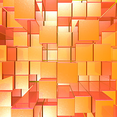 Image showing Bright Glowing Red And Orange Background With Artistic Cubes Or