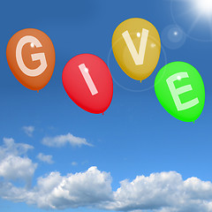 Image showing Give Word On Balloons Showing Charity Donations And Generous Ass