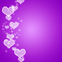 Image showing Mauve Hearts Bokeh Background With Blank Copyspace Showing Love 