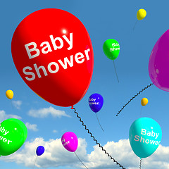 Image showing Baby Shower On Balloons In Sky For Newborn Birth Party